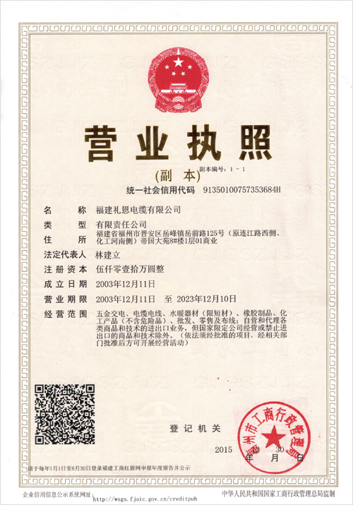 福建礼恩科技有限公司营业执照